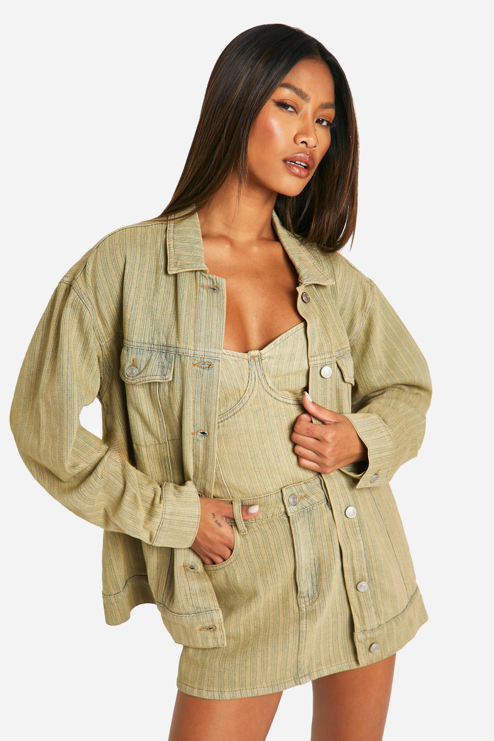 Boohoo yellow denim skirt sale